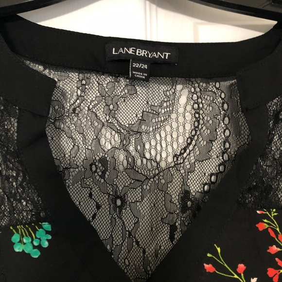 Lane Bryant Black Floral Lace Top - Picture 2 of 5